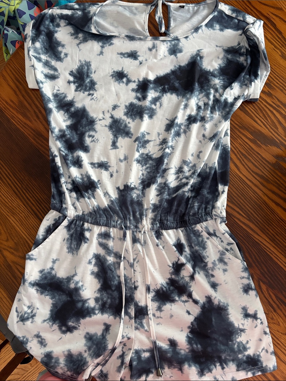 SHEIN Black and White Tie-Dye Short Sleeve Romper